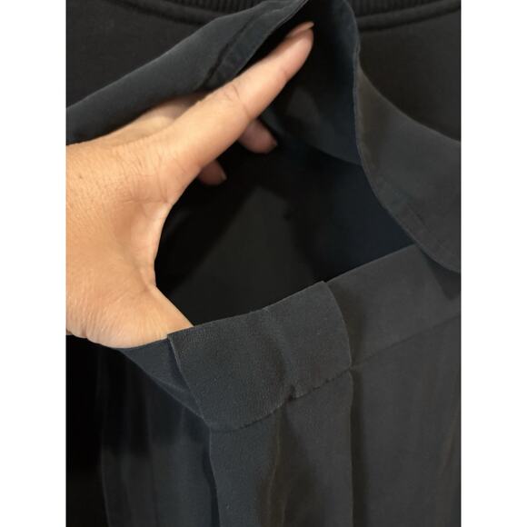 Vera Wang Collection Black Gray Thick Sweatshirt Silk Pouch On Back Size Medium - Picture 5 of 9